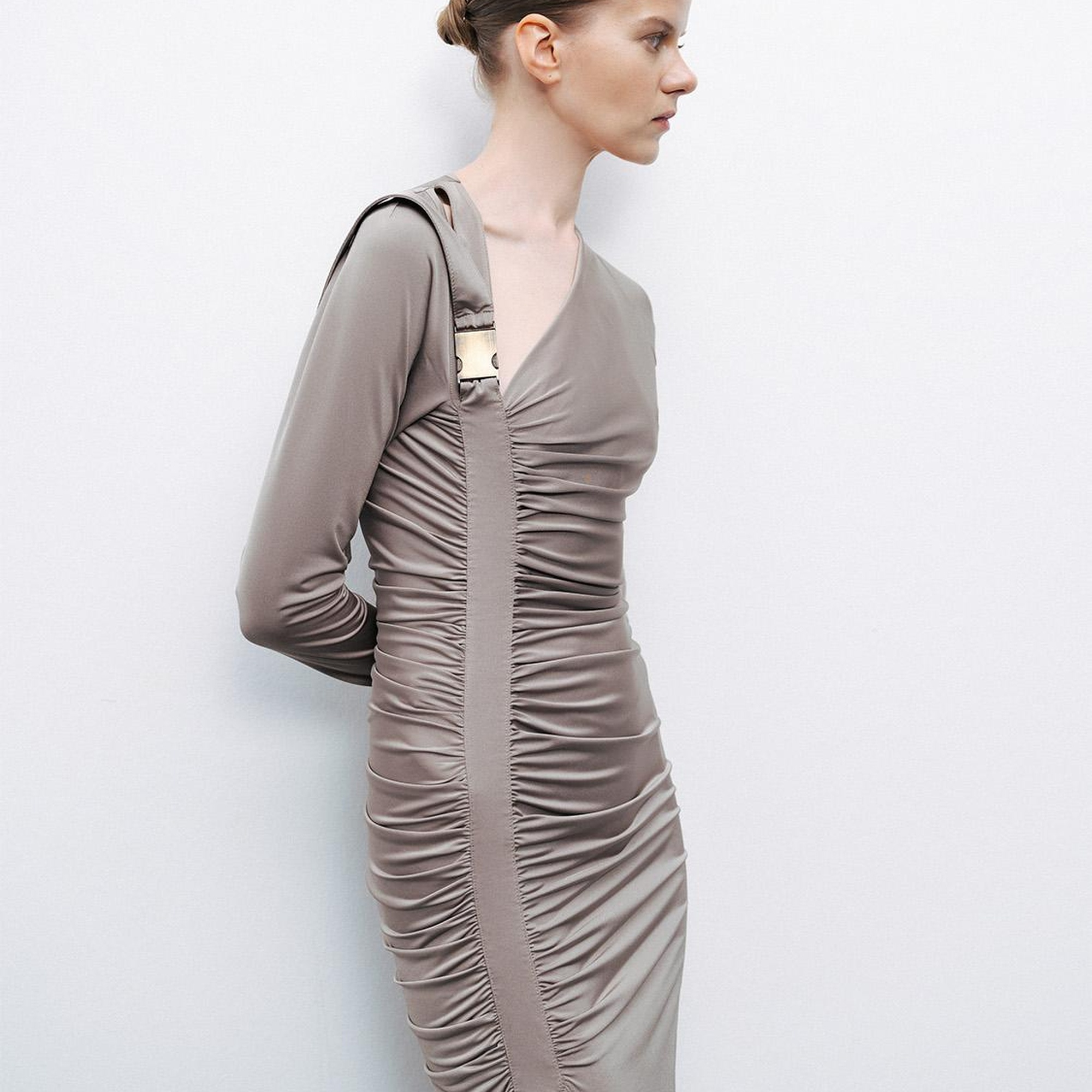 Metal Tokalı Maxi Elbise