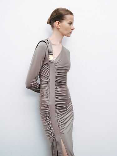  Metal Tokalı Maxi Elbise