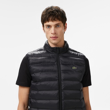  Lacoste Erkek Slim Fit Kapüşonlu Siyah Yelek