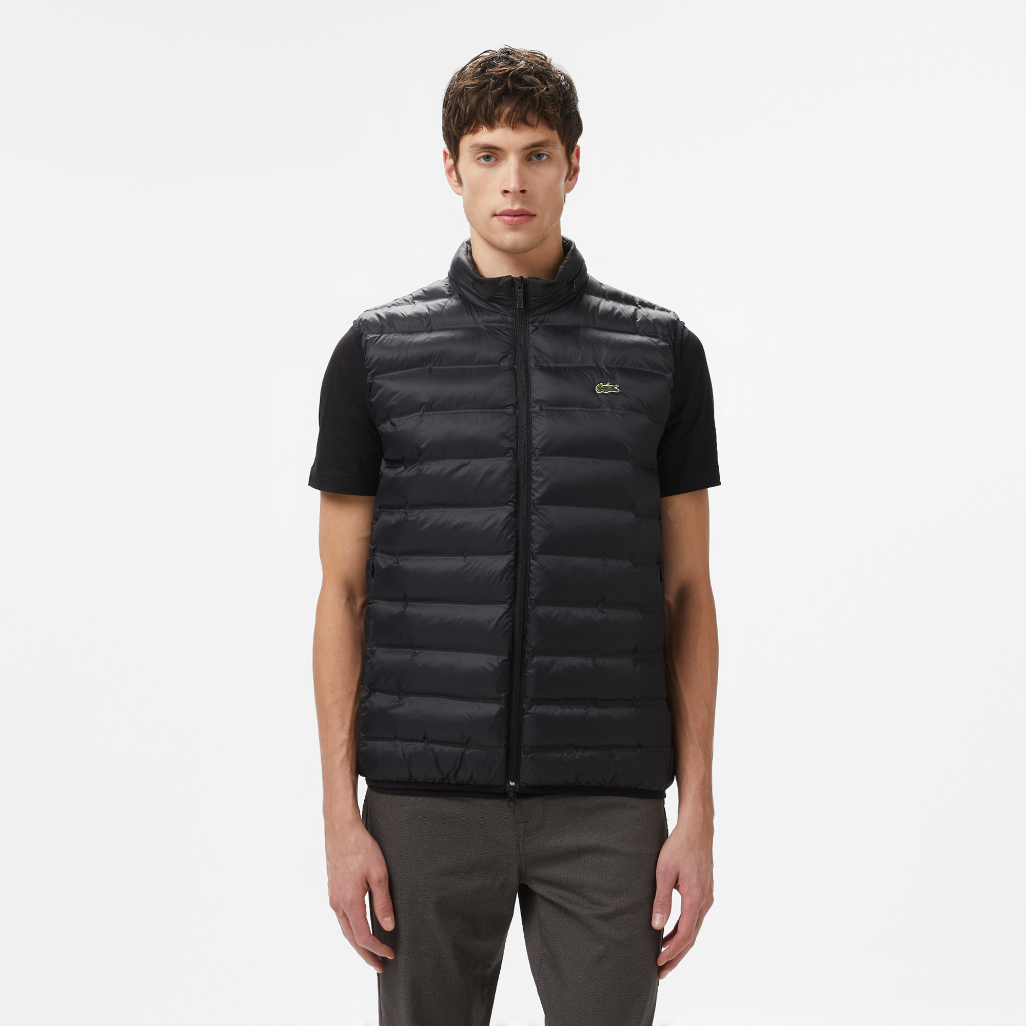 Lacoste Erkek Slim Fit Kapüşonlu Siyah Yelek