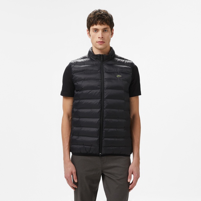  Lacoste Erkek Slim Fit Kapüşonlu Siyah Yelek