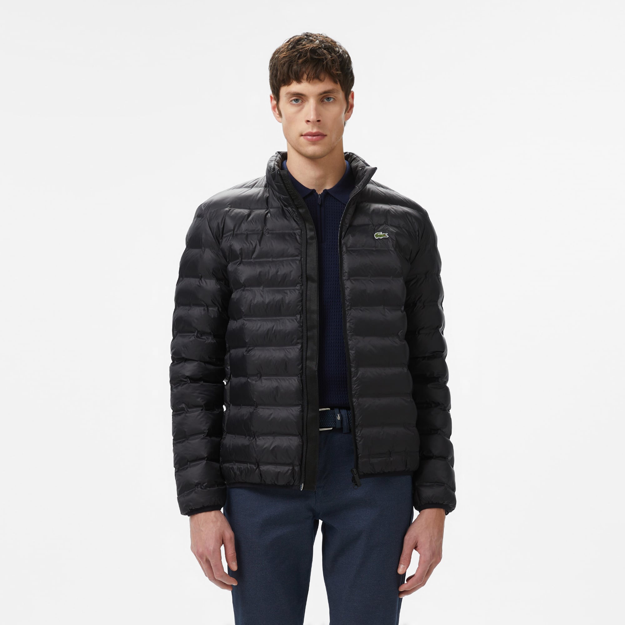  Lacoste Erkek Kapüşonlu Siyah Mont