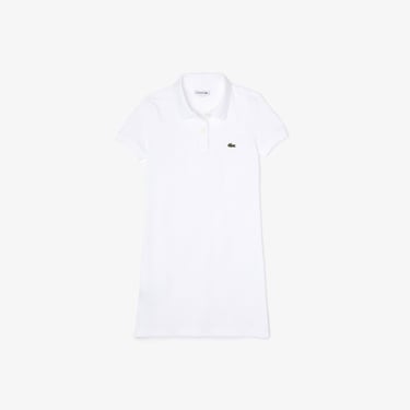  Lacoste Kız Çocuk Kısa Kollu Polo Yaka Beyaz Elbise