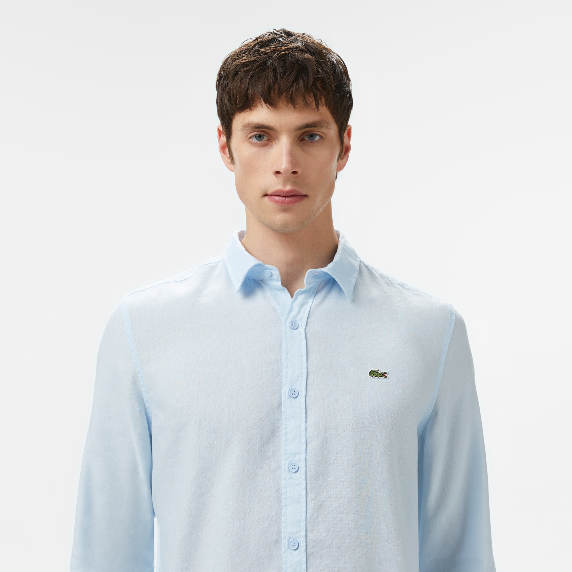 Lacoste Erkek Regular Fit Keten Açık Mavi Gömlek