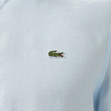  Lacoste Erkek Regular Fit Keten Açık Mavi Gömlek