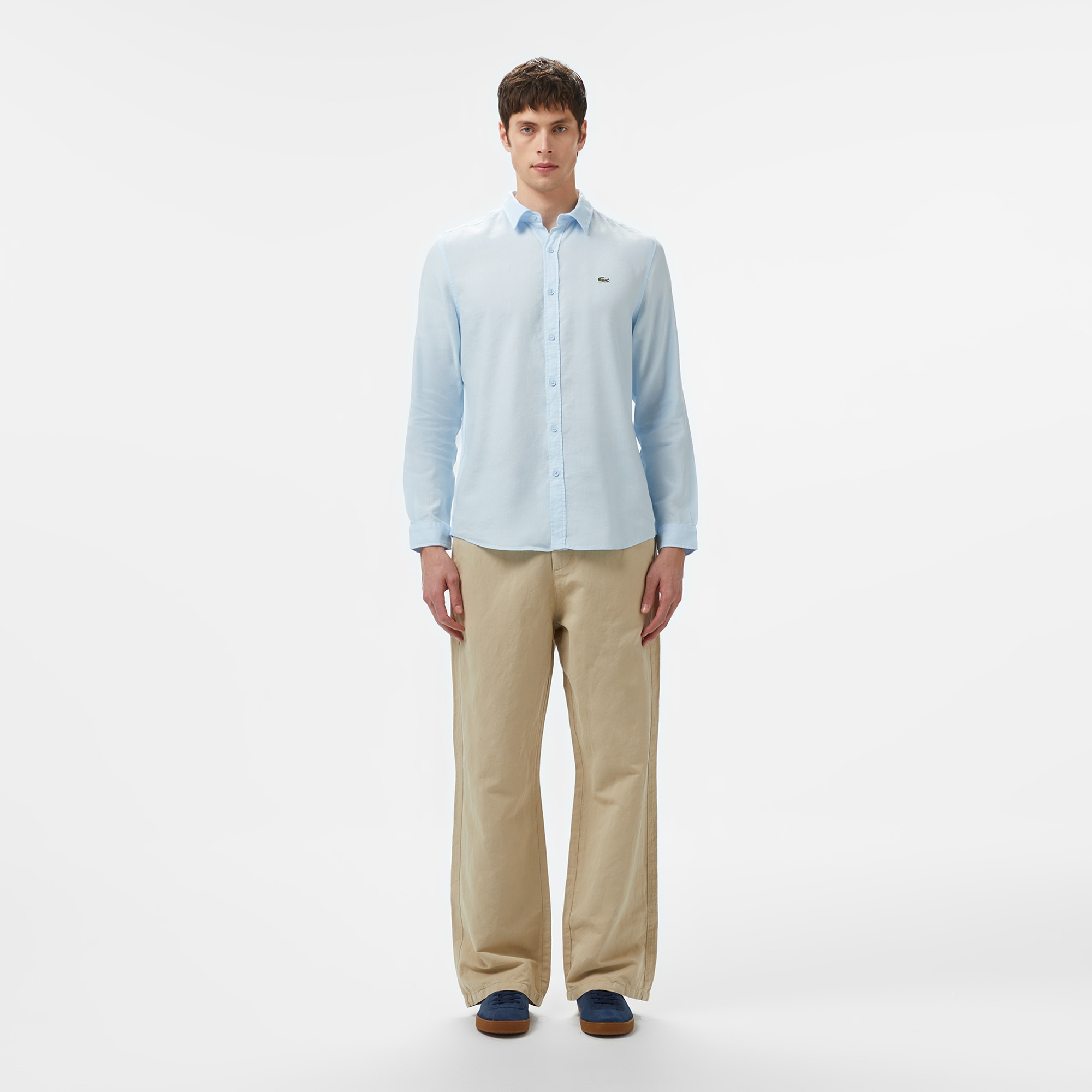 Lacoste Erkek Regular Fit Keten Açık Mavi Gömlek