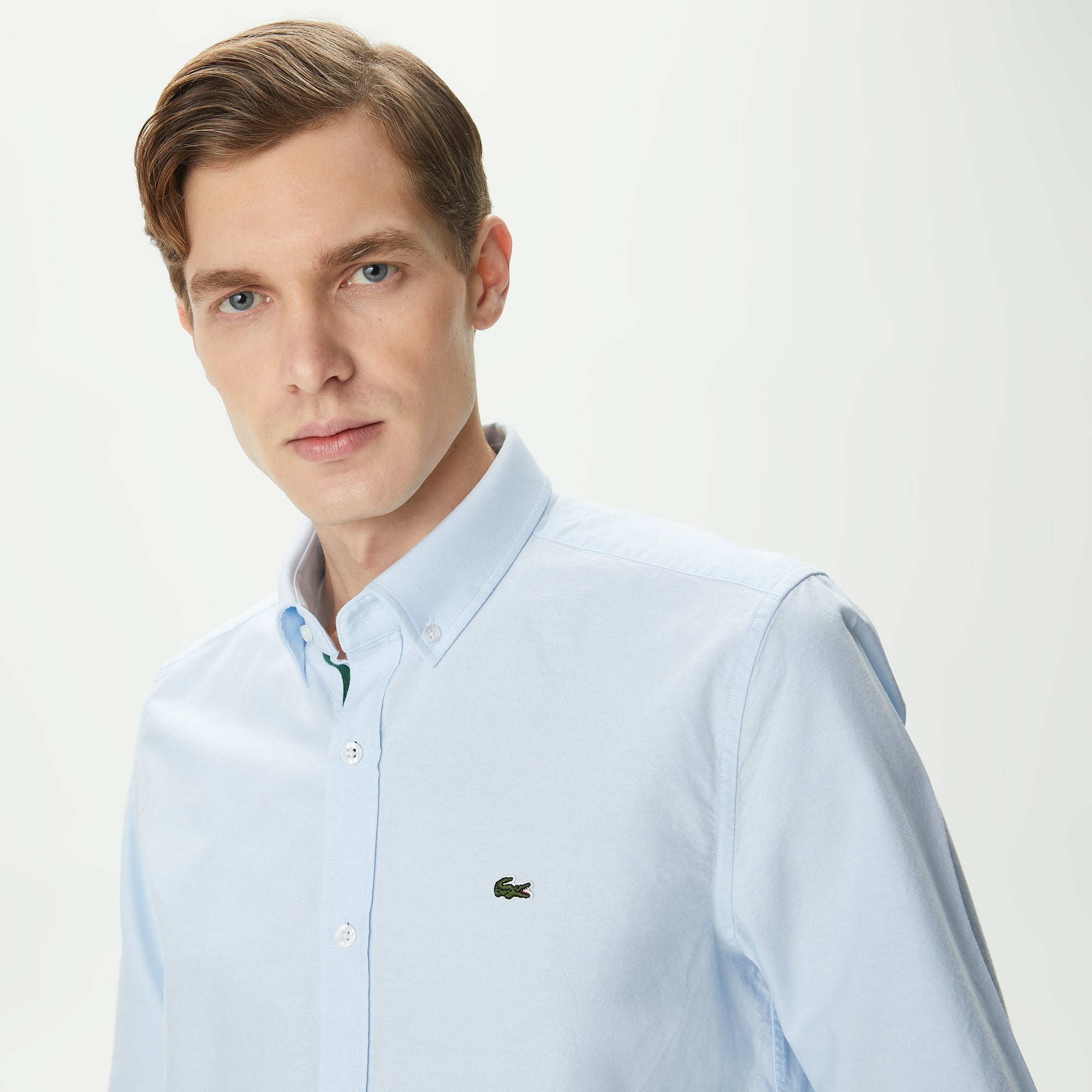 Lacoste Erkek Slim Fit Düğmeli Yaka Açık Mavi Gömlek