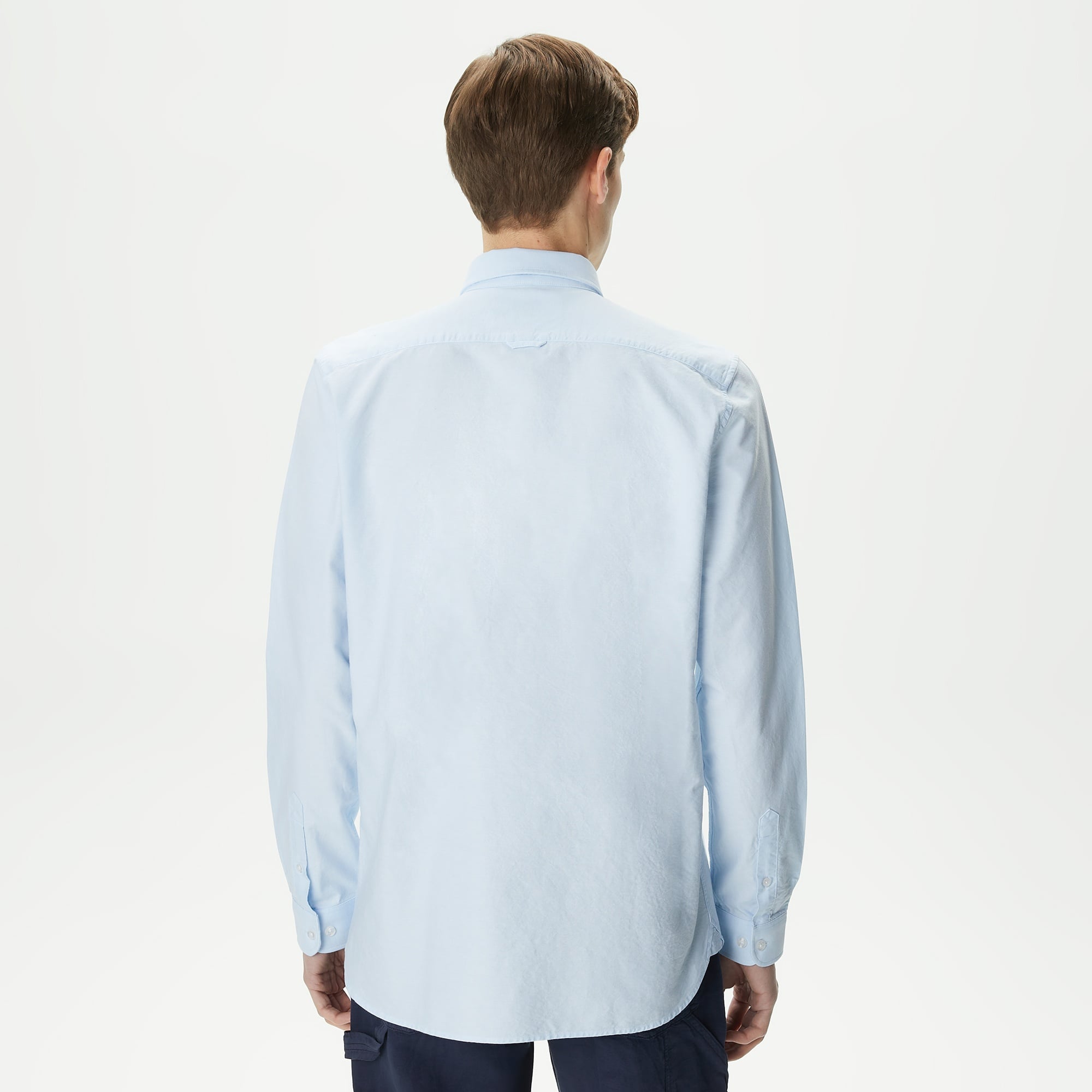 Lacoste Erkek Slim Fit Düğmeli Yaka Açık Mavi Gömlek