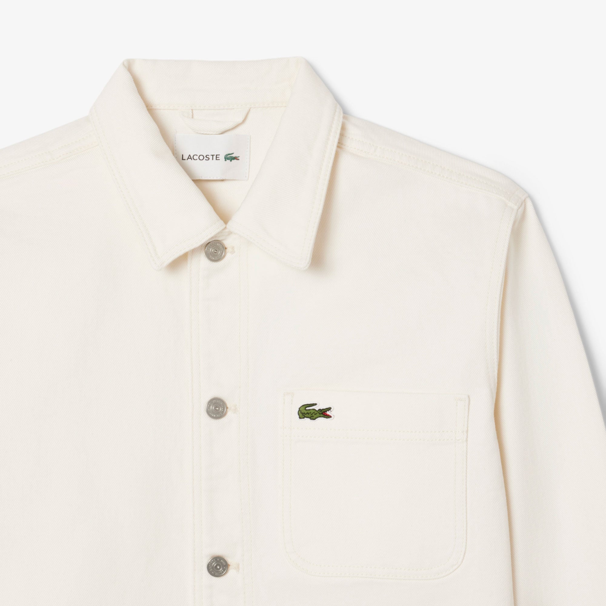 Erkek Oversize Fit Gömlek Yaka Denim Krem Ceket