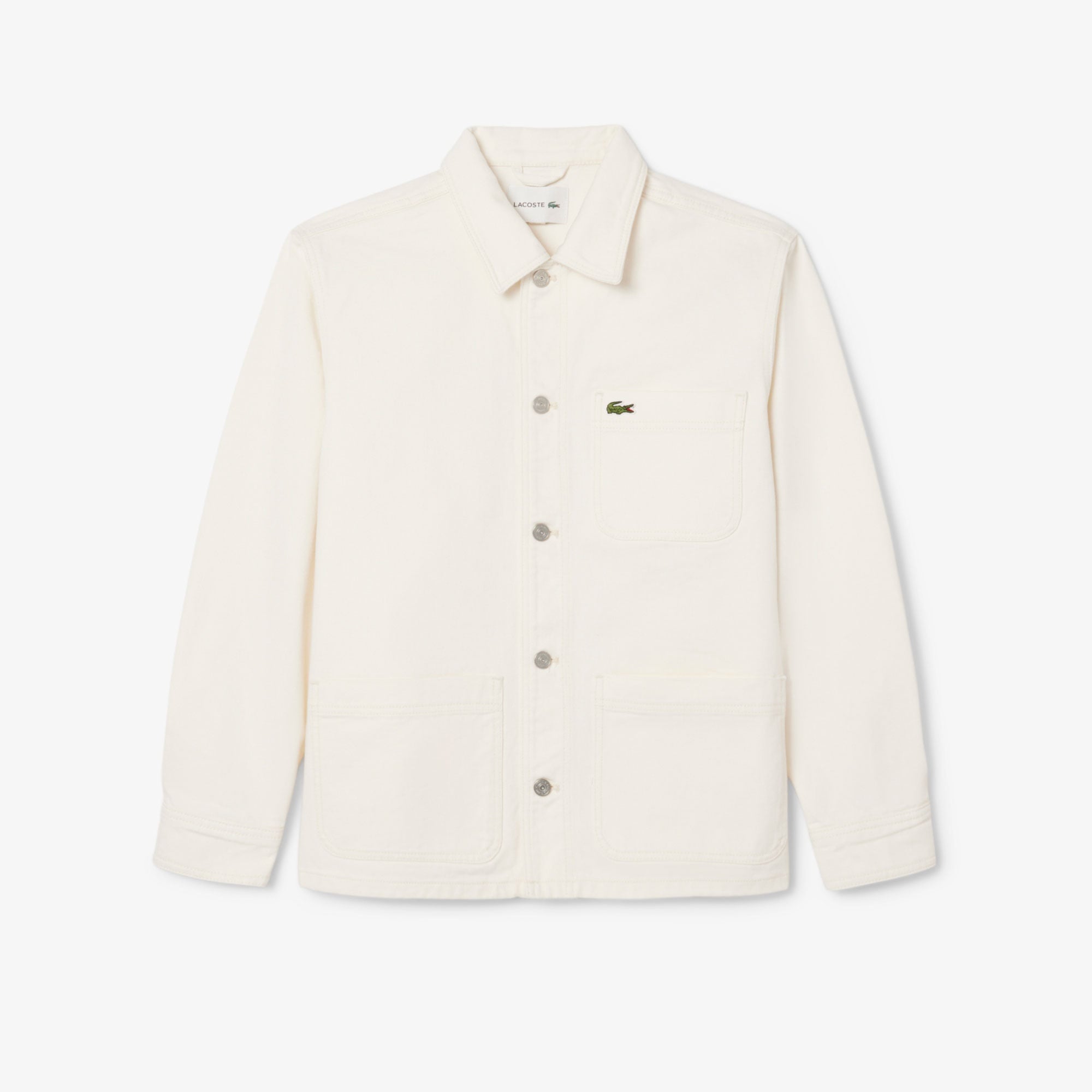 Erkek Oversize Fit Gömlek Yaka Denim Krem Ceket