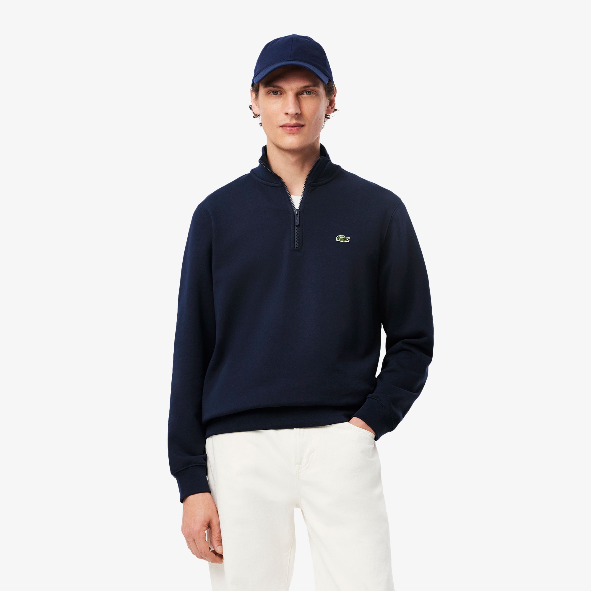 Lacoste Erkek Classic Fit Yarım Fermuarlı Lacivert Sweatshirt