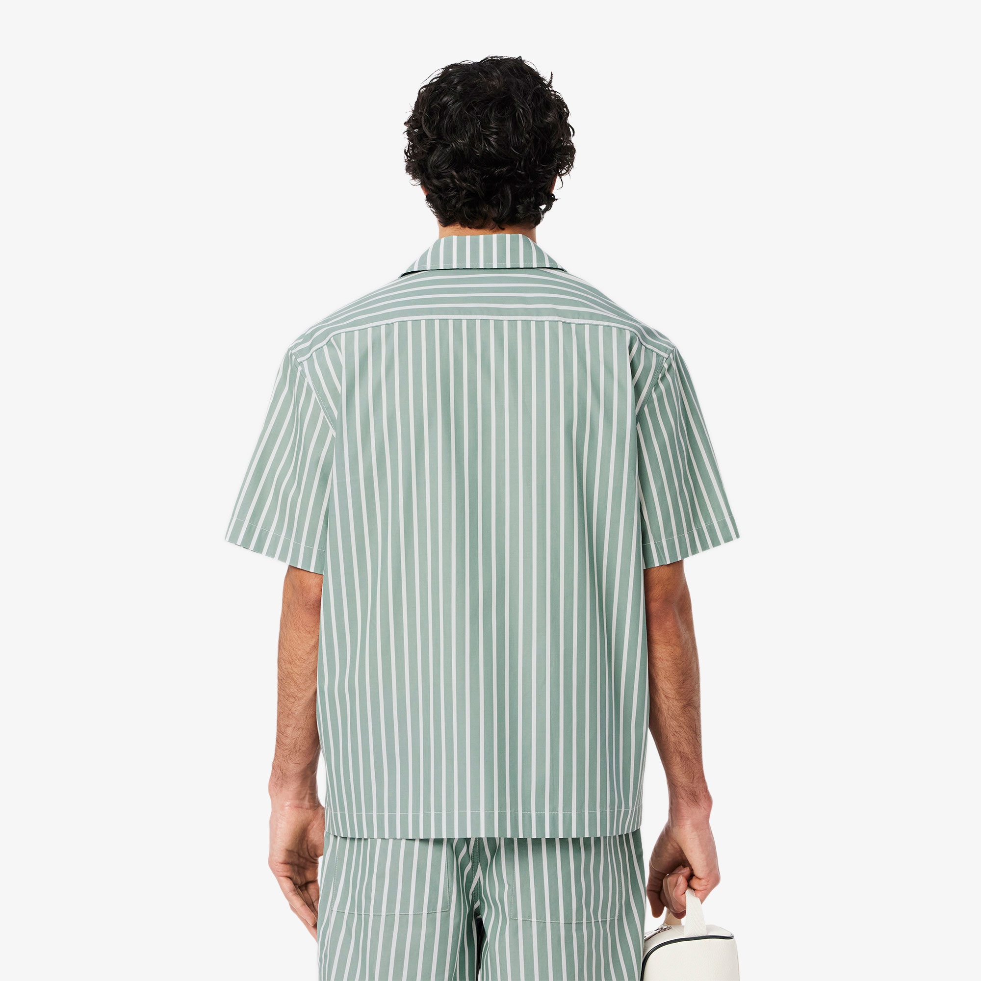 Lacoste Erkek Relaxed Fit Kısa Kollu Çizgili Yeşil Gömlek