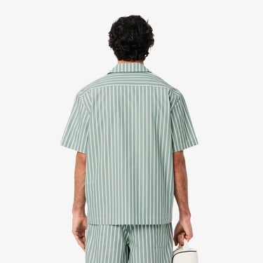  Lacoste Erkek Relaxed Fit Kısa Kollu Çizgili Yeşil Gömlek