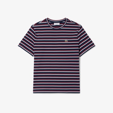  Kadın Regular Fit Bisiklet Yaka Çizgili Lacivert T-Shirt