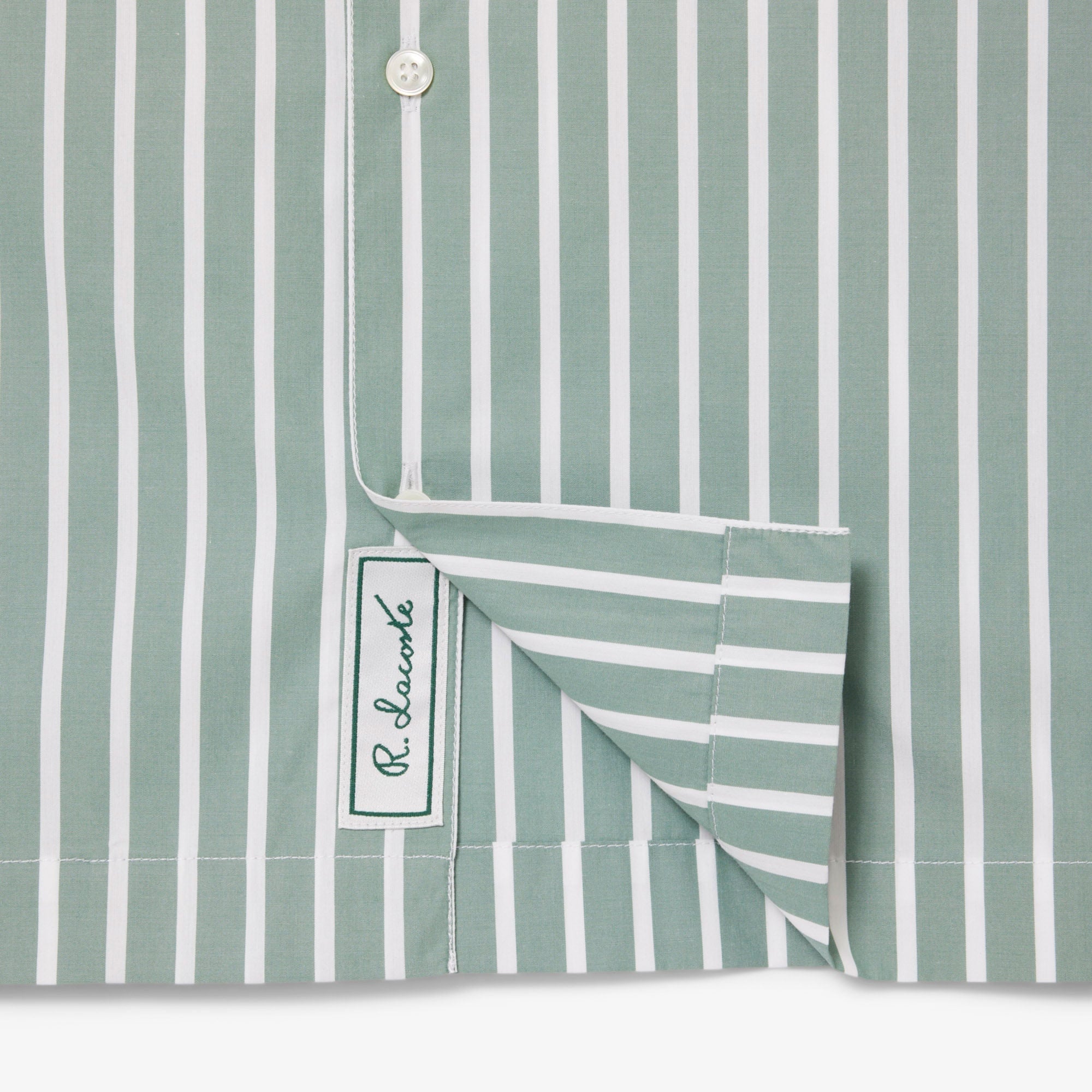 Lacoste Erkek Relaxed Fit Kısa Kollu Çizgili Yeşil Gömlek