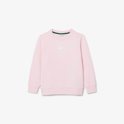  Lacoste Çocuk Bisiklet Yaka Açık Pembe Sweatshirt