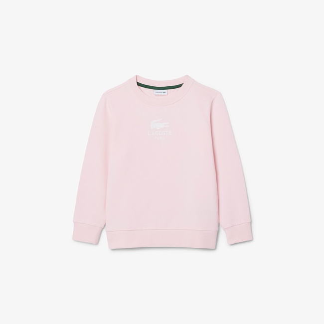  Lacoste Çocuk Bisiklet Yaka Açık Pembe Sweatshirt