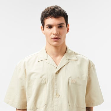  Lacoste Erkek Relaxed Fit Kısa Kollu Bej Gömlek