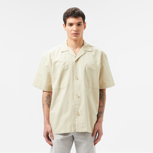  Lacoste Erkek Relaxed Fit Kısa Kollu Bej Gömlek