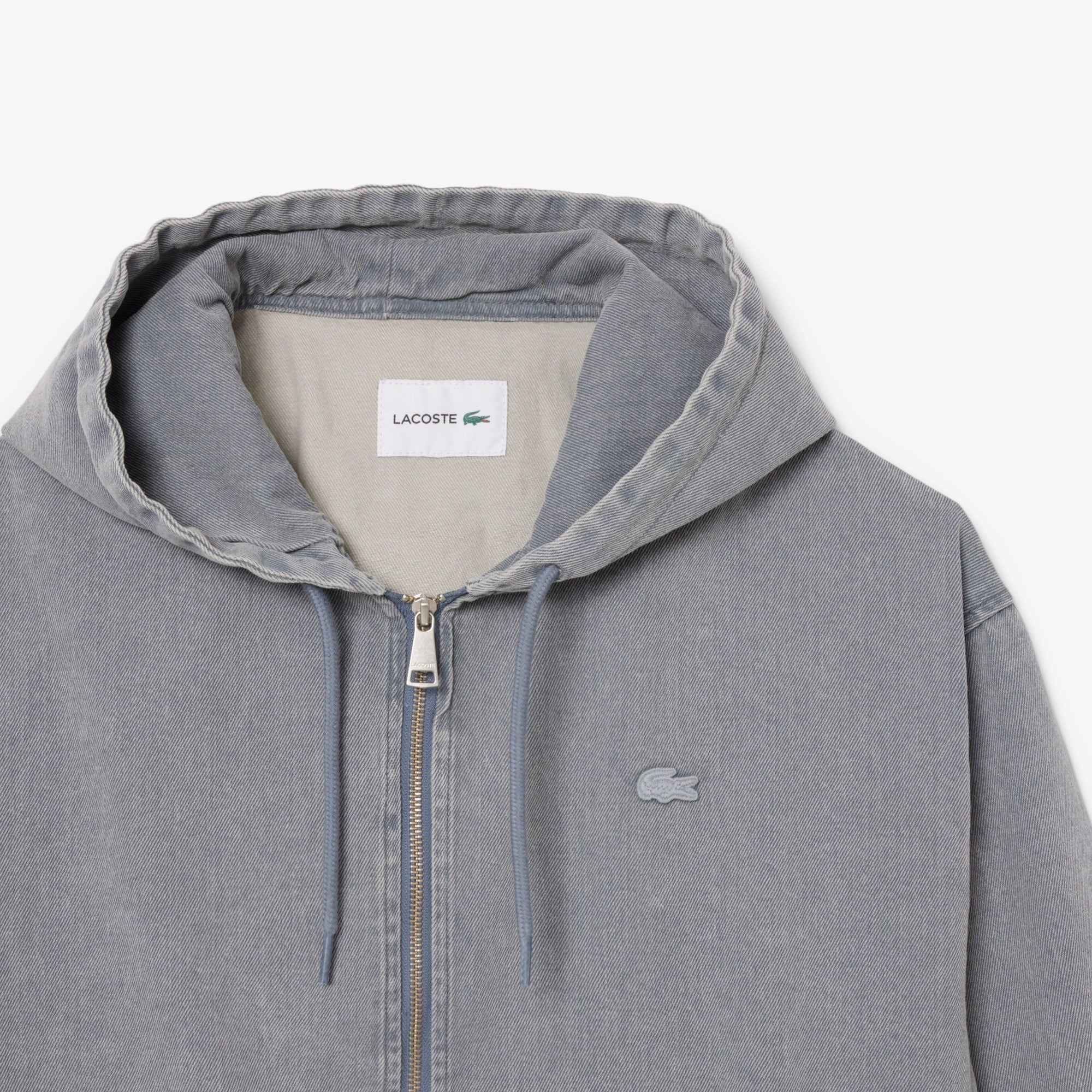 Erkek Kapüşonlu Denim Gri Ceket