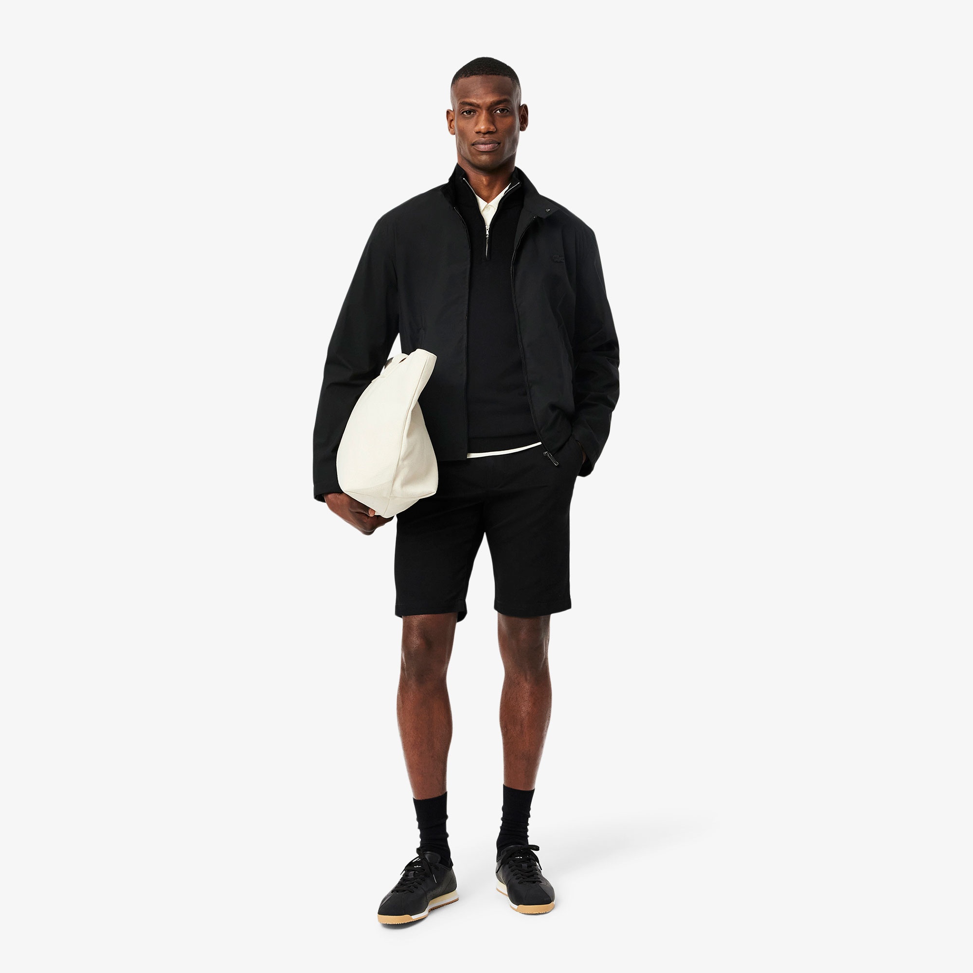 Erkek Slim Fit Siyah Bermuda Şort