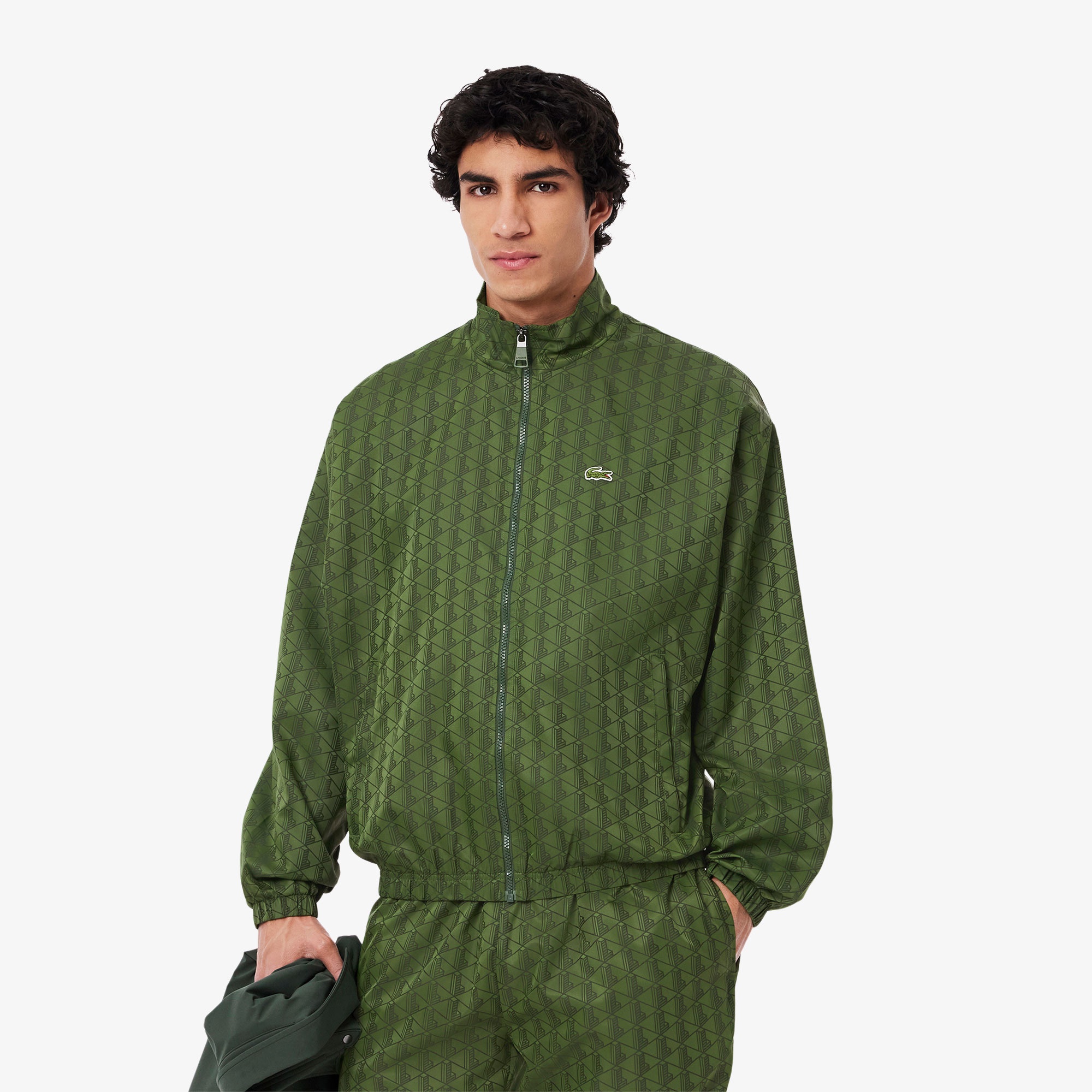 Lacoste Erkek Dik Yaka Monogram Yeşil Ceket