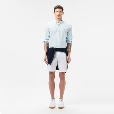  Erkek Slim Fit Düğmeli Yaka Açık Mavi Gömlek