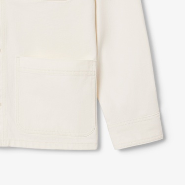  Lacoste Erkek Oversize Fit Gömlek Yaka Denim Krem Ceket