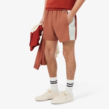  Lacoste Erkek Renk Bloklu Turuncu Deniz Şortu