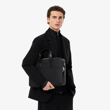  Lacoste Chantaco Erkek Deri Siyah Laptop Çantası