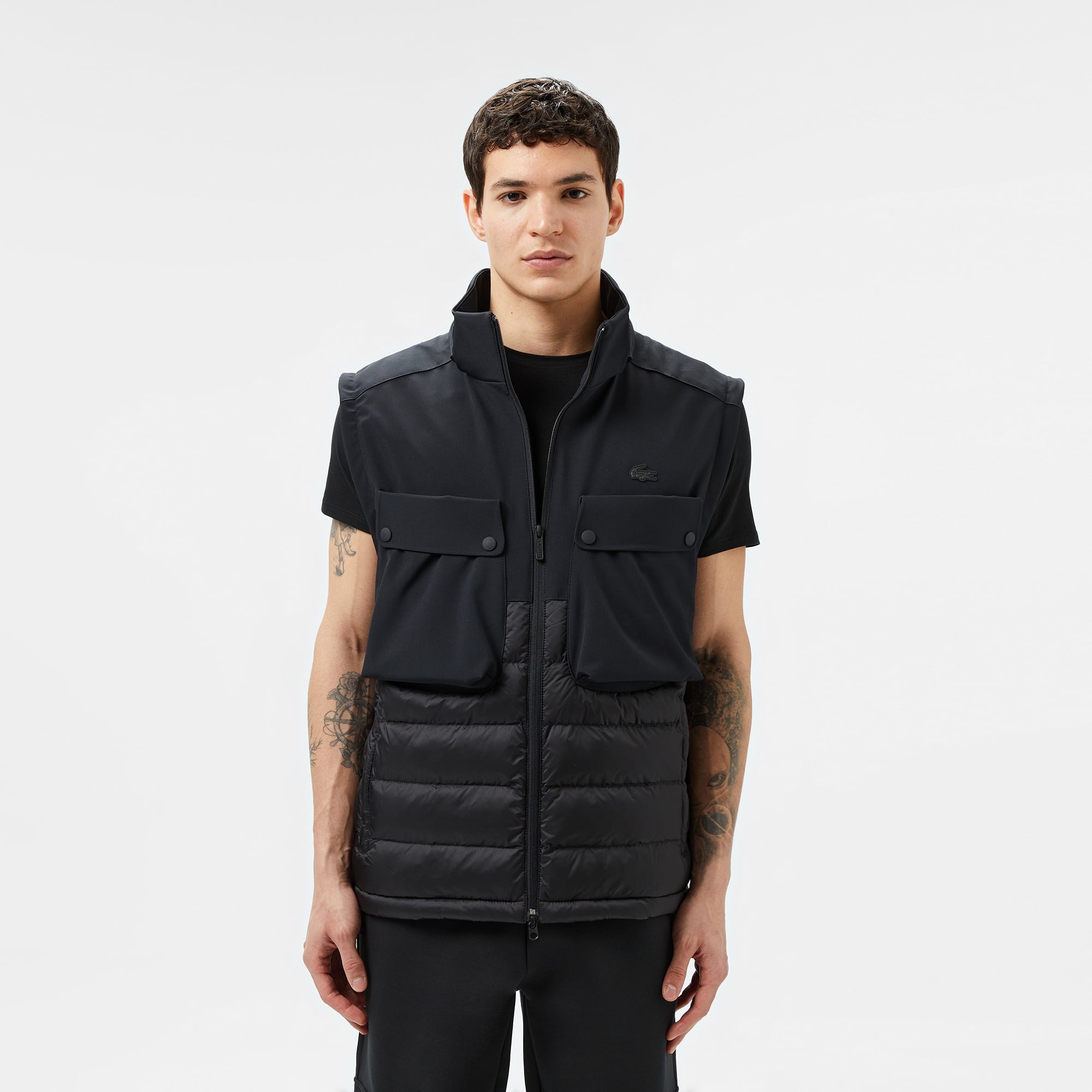 Erkek Regular Fit Kapüşonlu Baskılı Siyah Mont