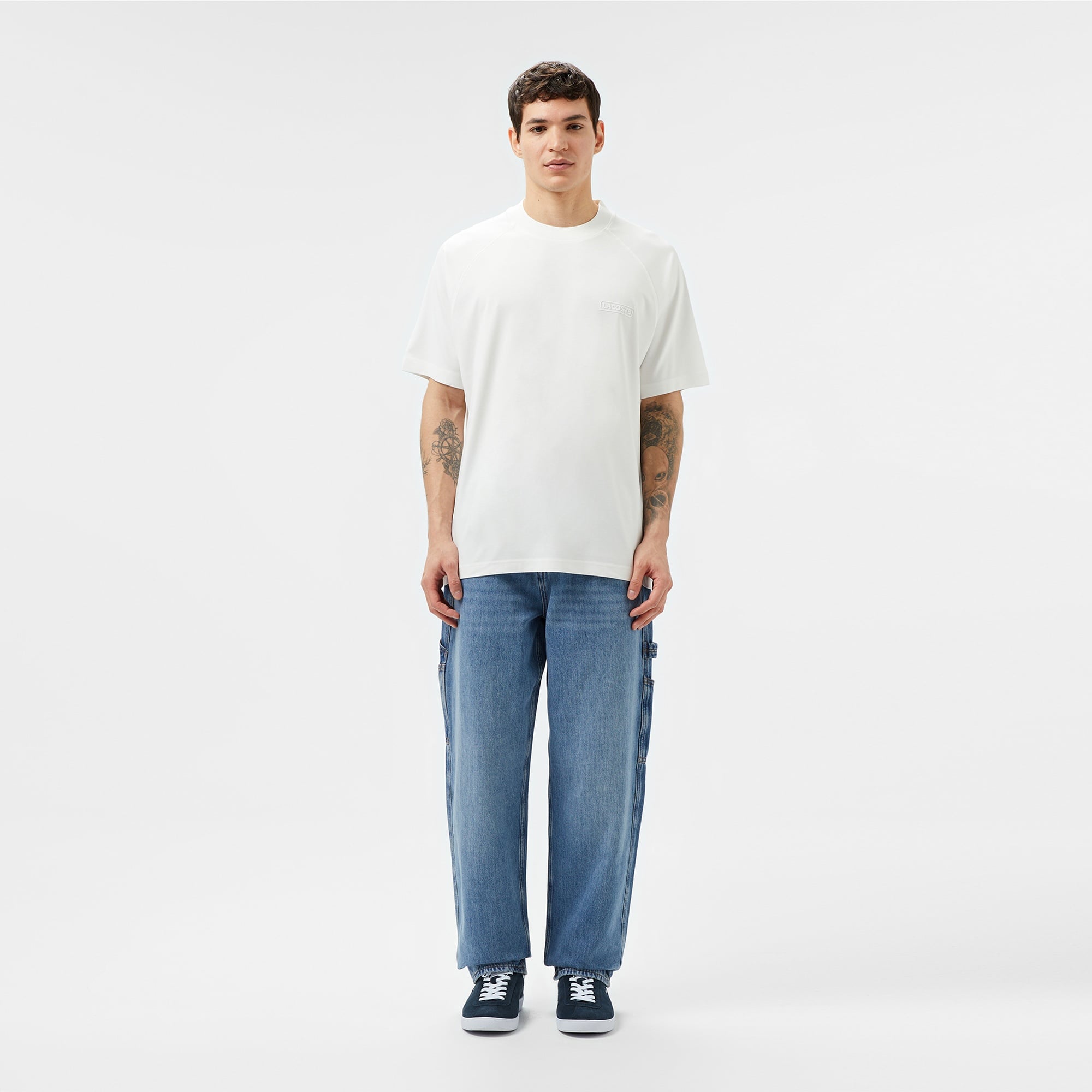 Lacoste Erkek Oversize Fit Bisiklet Yaka Beyaz T-Shirt