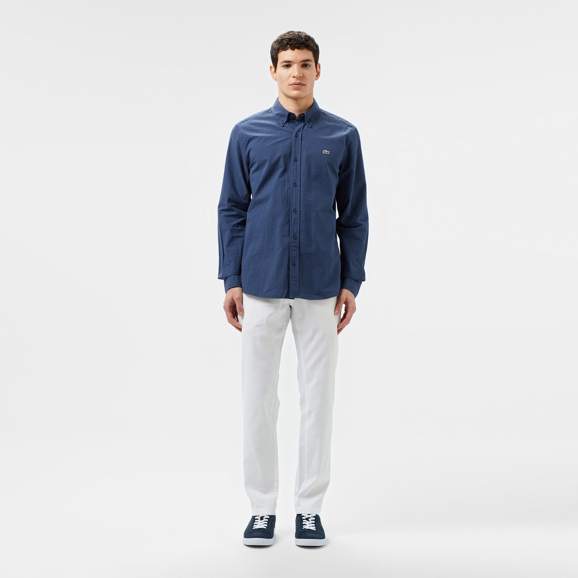 Lacoste Erkek Slim Fit Düğmeli Yaka Lacivert Gömlek