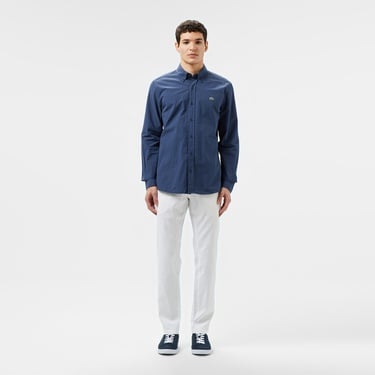  Lacoste Erkek Slim Fit Düğmeli Yaka Lacivert Gömlek