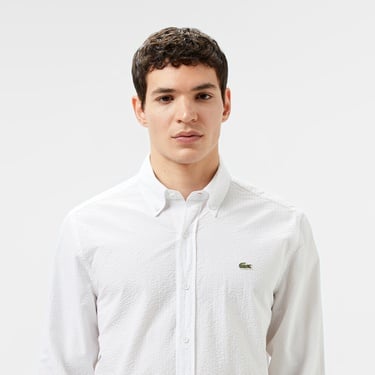  Lacoste Erkek Slim Fit Düğmeli Yaka Beyaz Gömlek