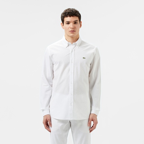  Lacoste Erkek Slim Fit Düğmeli Yaka Beyaz Gömlek