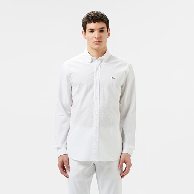  Lacoste Erkek Slim Fit Düğmeli Yaka Beyaz Gömlek