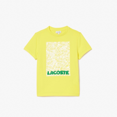  Çocuk Bisiklet Yaka Baskılı Sarı T-Shirt