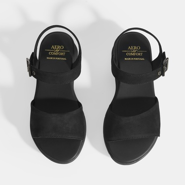  Selinna Siyah Kadın DesaComfort Deri Sandalet