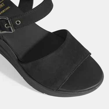  Selinna Siyah Kadın DesaComfort Deri Sandalet