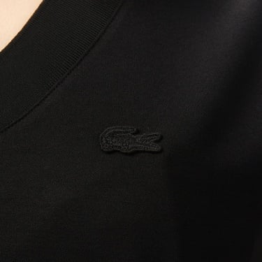  Lacoste Kadın Slim Fit V Yaka Siyah T-Shirt