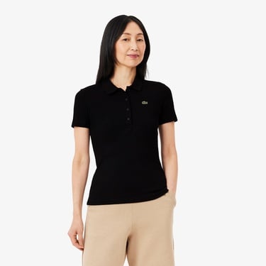  Lacoste L.12.D Kadın Slim Fit Siyah Polo