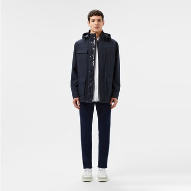  Lacoste Erkek Regular Fit Kapüşonlu Baskılı Lacivert Yağmurluk