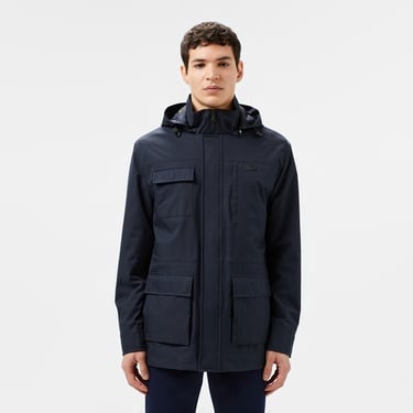  Lacoste Erkek Regular Fit Kapüşonlu Baskılı Lacivert Yağmurluk