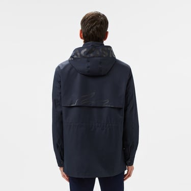  Lacoste Erkek Regular Fit Kapüşonlu Baskılı Lacivert Yağmurluk