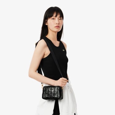  Lacoste Maheki Kadın Monogram Deri  Siyah Postacı Çantası