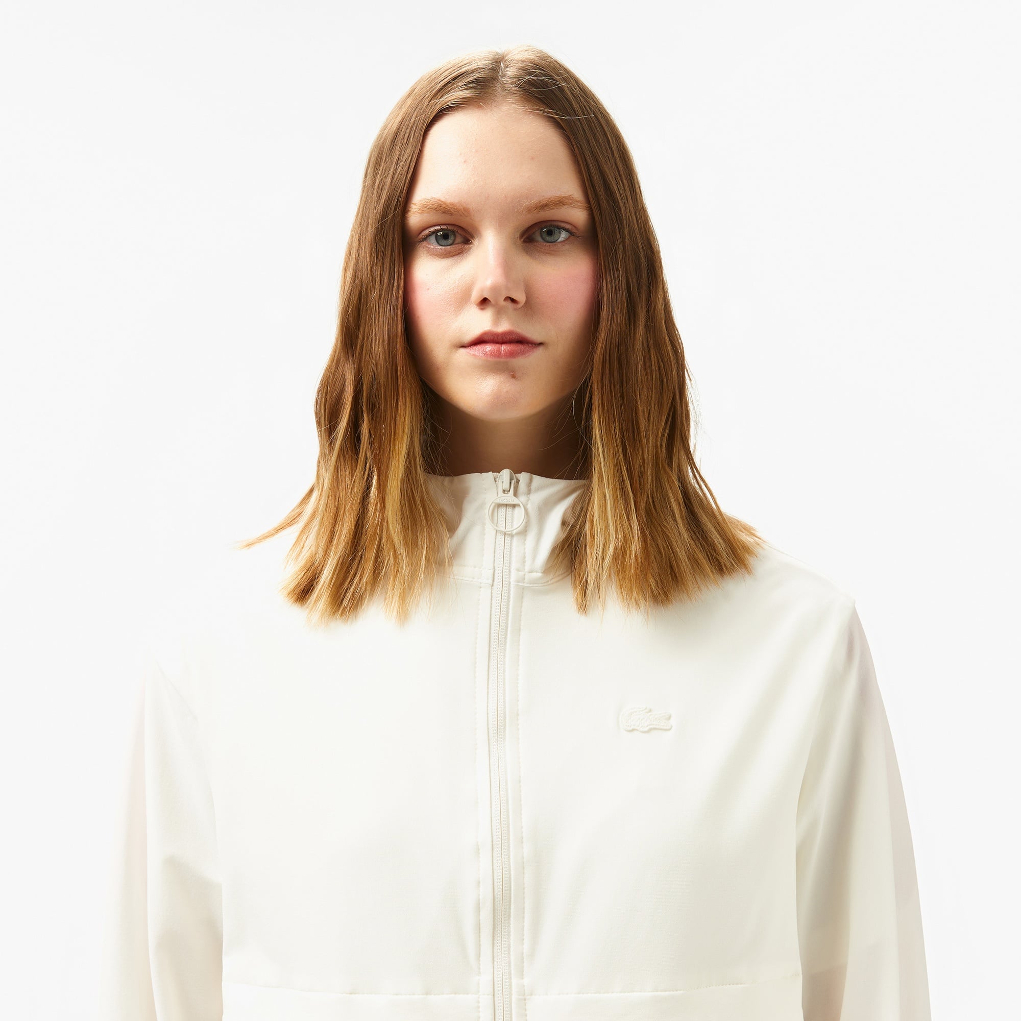 Lacoste Kadın Kapüşonlu Beyaz Ceket
