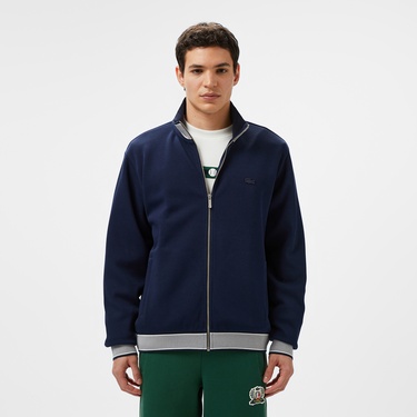  Lacoste Erkek Regular Fit Renk Bloklu Fermuarlı Lacivert Sweatshirt