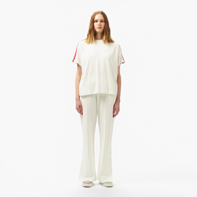  Lacoste Kadın Relaxed Fit Beyaz Pantolon