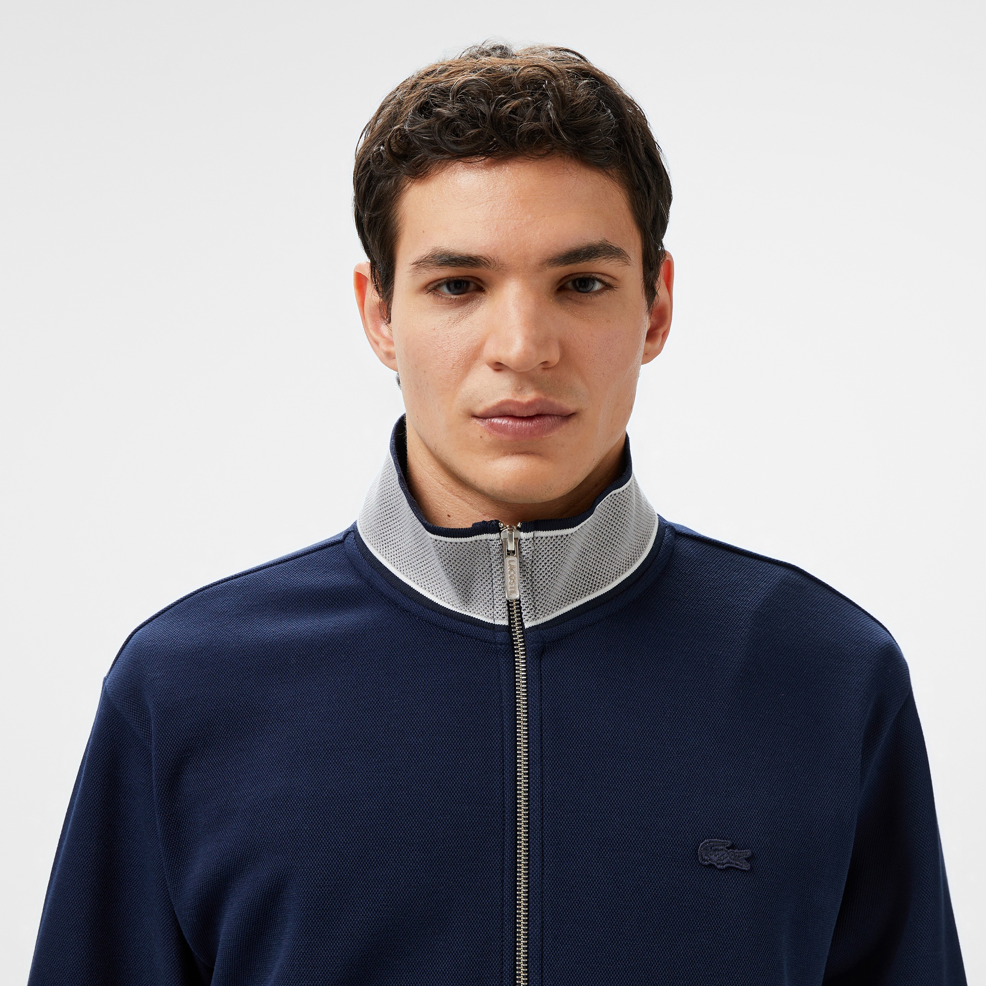 Lacoste Erkek Regular Fit Renk Bloklu Fermuarlı Lacivert Sweatshirt